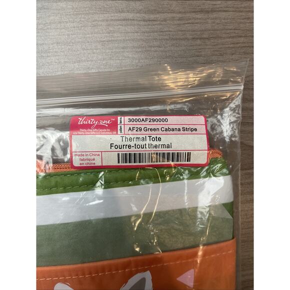 Thirty-One Llama Rama Green Cabana Stripe Thermal Lunch Tote Bag-New - Picture 7 of 7